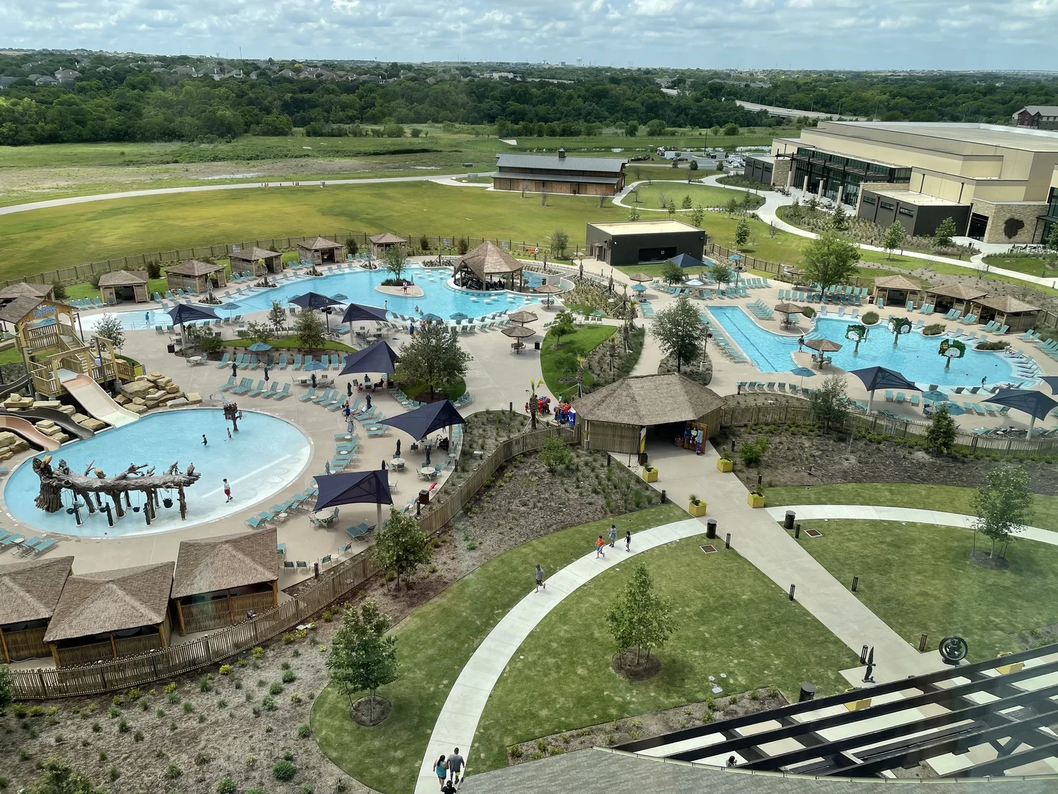 Aerial view of a commercial waterpark electrical project